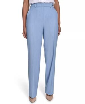 Calvin Klein Women's Faux-Denim Mid Rise Wide-Leg Pants In Light Indigo